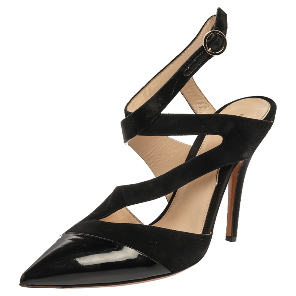 Etro Black Suede Leather And Pony Hair Pointed Toe Ankle Strap Sandals Size 40 Etro Black Suede Leather And Pony Hair Pointed Toe Ankle Strap Sandals Size 40