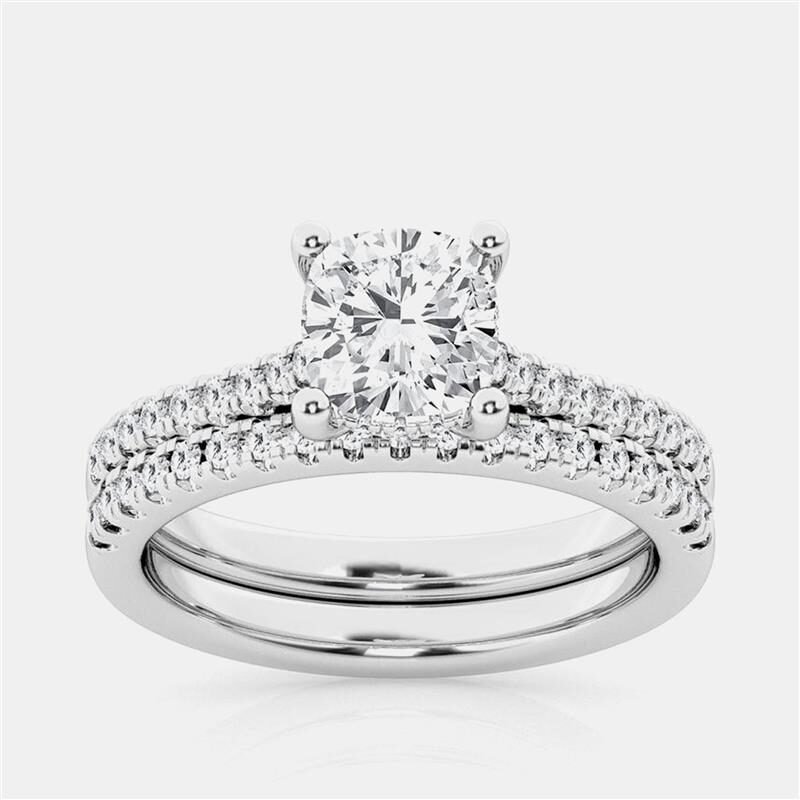 2 ct 14k White Gold Lab Grown Diamond Bridal Ring Set US 7 2 ct 14k White Gold Lab Grown Diamond Bridal Ring Set US 7
