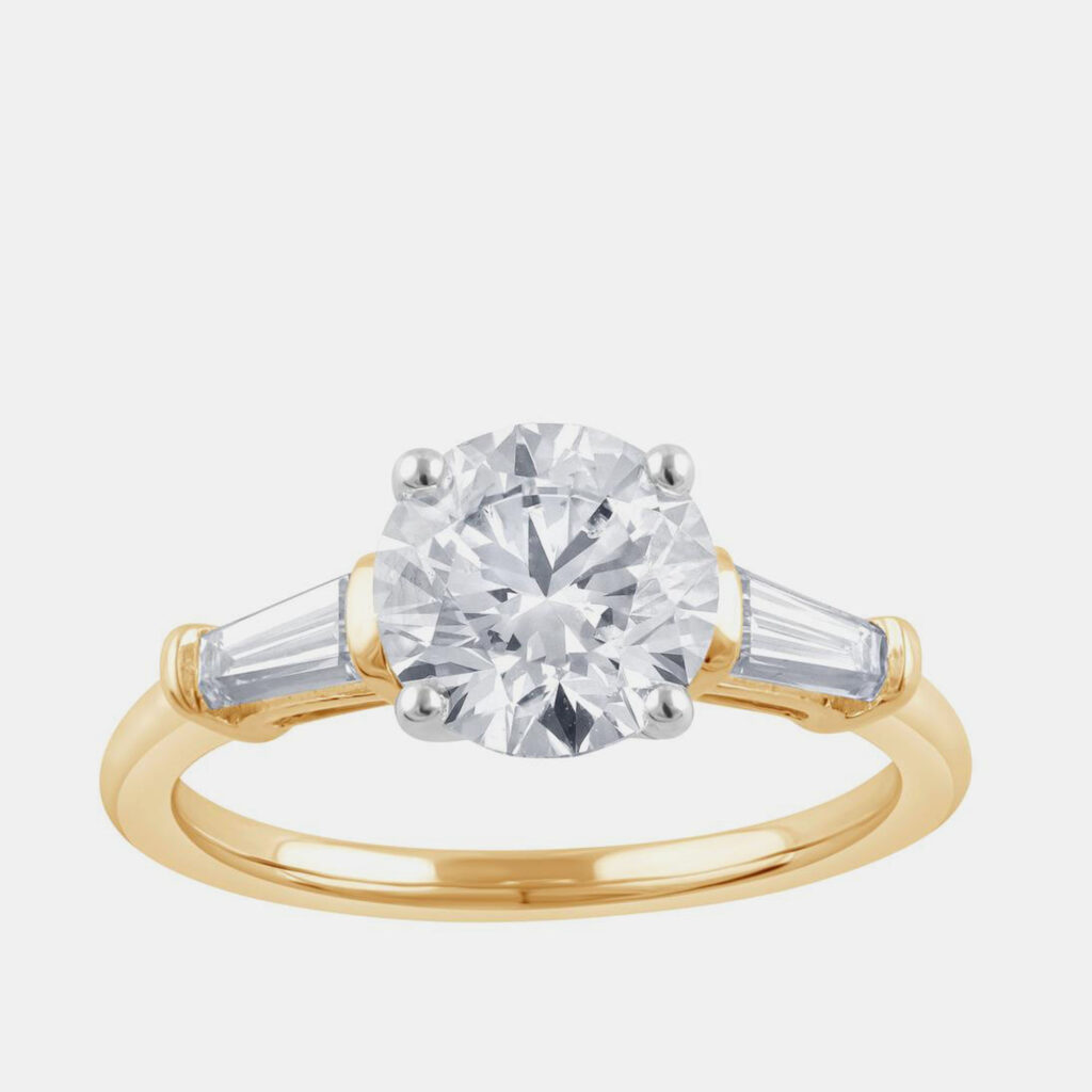 2.5ct 14k Yellow Gold Lab Grown Diamond 3 Stone Ring 2.5ct 14k Yellow Gold Lab Grown Diamond 3 Stone Ring