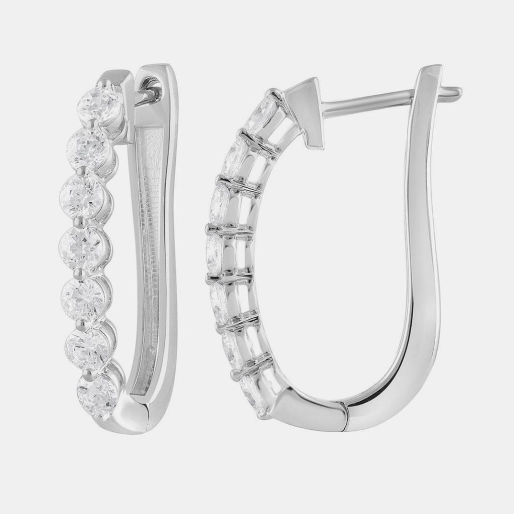 1.5ct 14k White Gold Lab Grown Diamond Huggies Earrings 1.5ct 14k White Gold Lab Grown Diamond Huggies Earrings