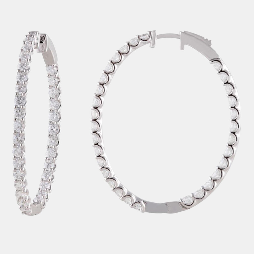 4ct 14k White Gold Lab Grown Diamond Hoop Earring 4ct 14k White Gold Lab Grown Diamond Hoop Earring
