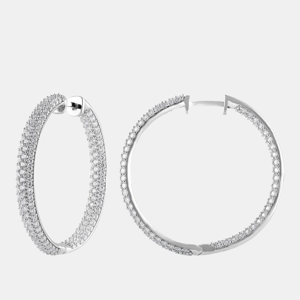 5ct 14k White Gold Lab Grown Diamond Hoop Earring 5ct 14k White Gold Lab Grown Diamond Hoop Earring