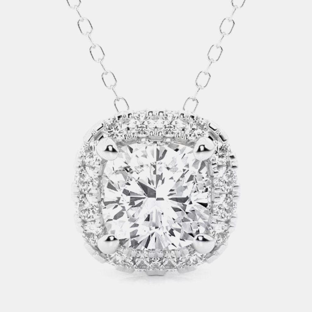 0.95ct 14k White Gold Lab Grown Diamond Halo Pendant 0.95ct 14k White Gold Lab Grown Diamond Halo Pendant