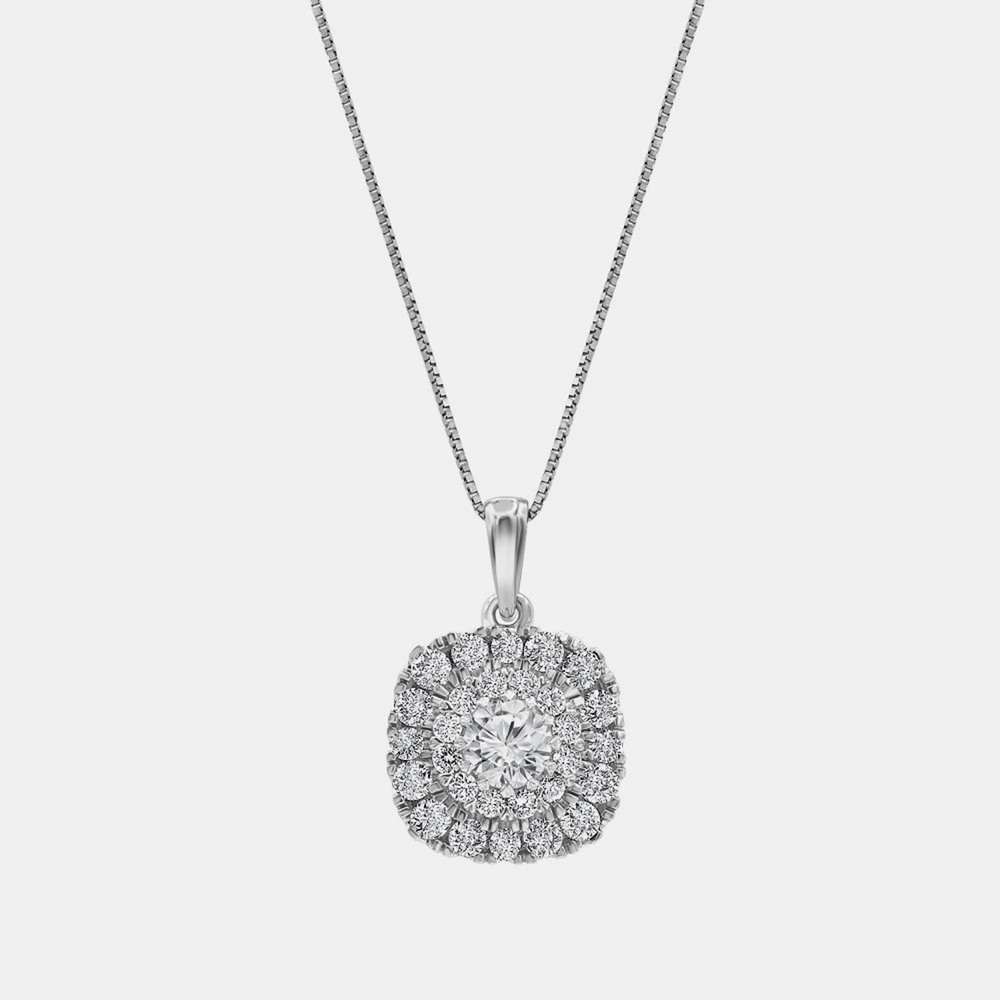 1ct 14k White Gold Lab Grown Diamond Halo Pendant 1ct 14k White Gold Lab Grown Diamond Halo Pendant