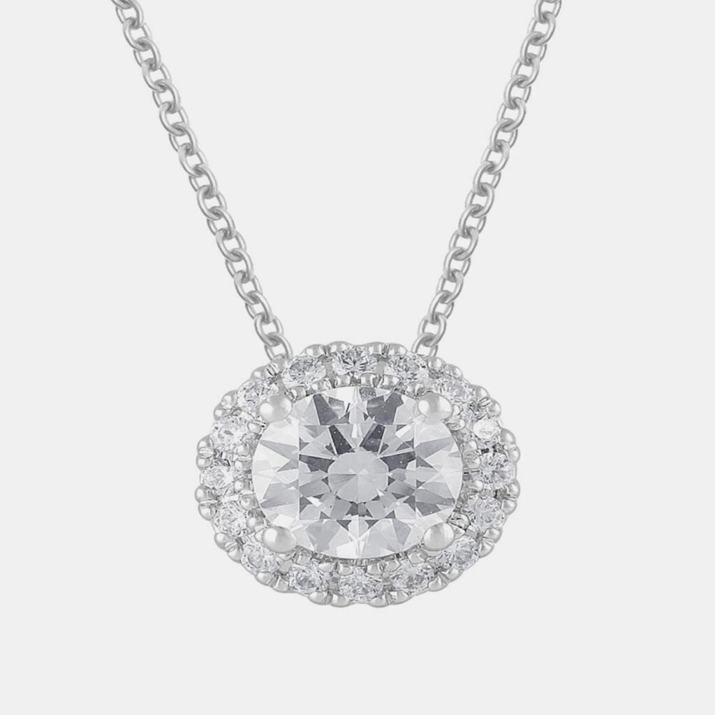 1.21ct 14k White Gold Lab Grown Diamond Halo Pendant 1.21ct 14k White Gold Lab Grown Diamond Halo Pendant