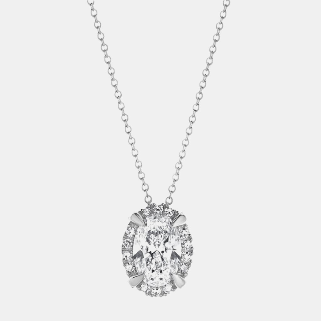 2ct 14k White Gold Lab Grown Diamond Halo Pendant 2ct 14k White Gold Lab Grown Diamond Halo Pendant