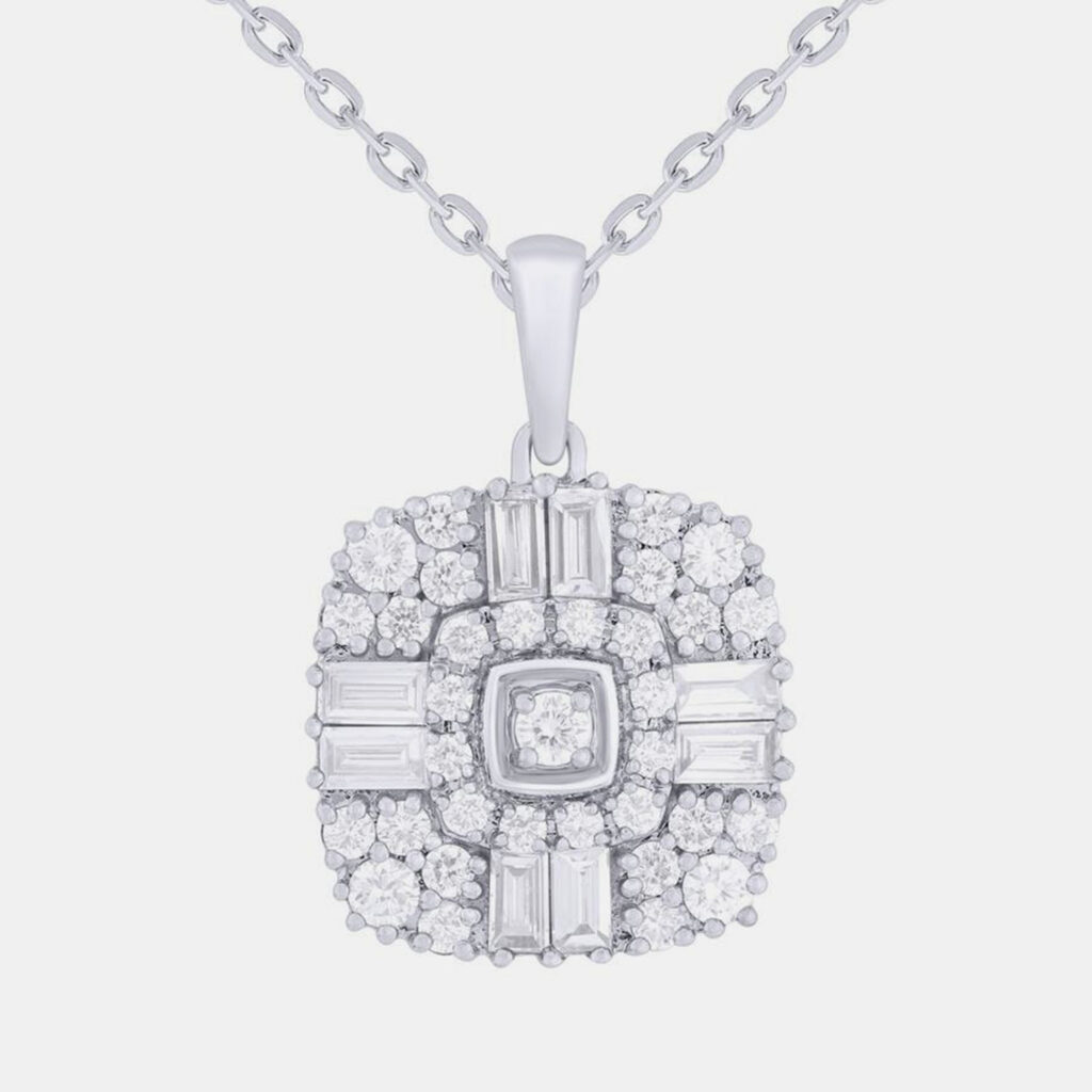 0.95ct 14k White Gold Lab Grown Diamond Cluster Pendant 0.95ct 14k White Gold Lab Grown Diamond Cluster Pendant