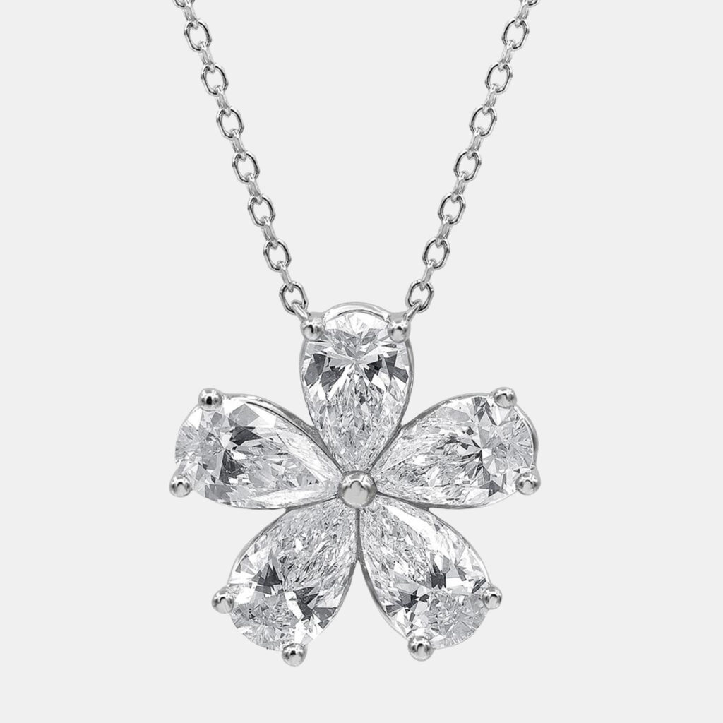 1.65ct 14k White Gold Lab Grown Diamond Flower Pendant 1.65ct 14k White Gold Lab Grown Diamond Flower Pendant