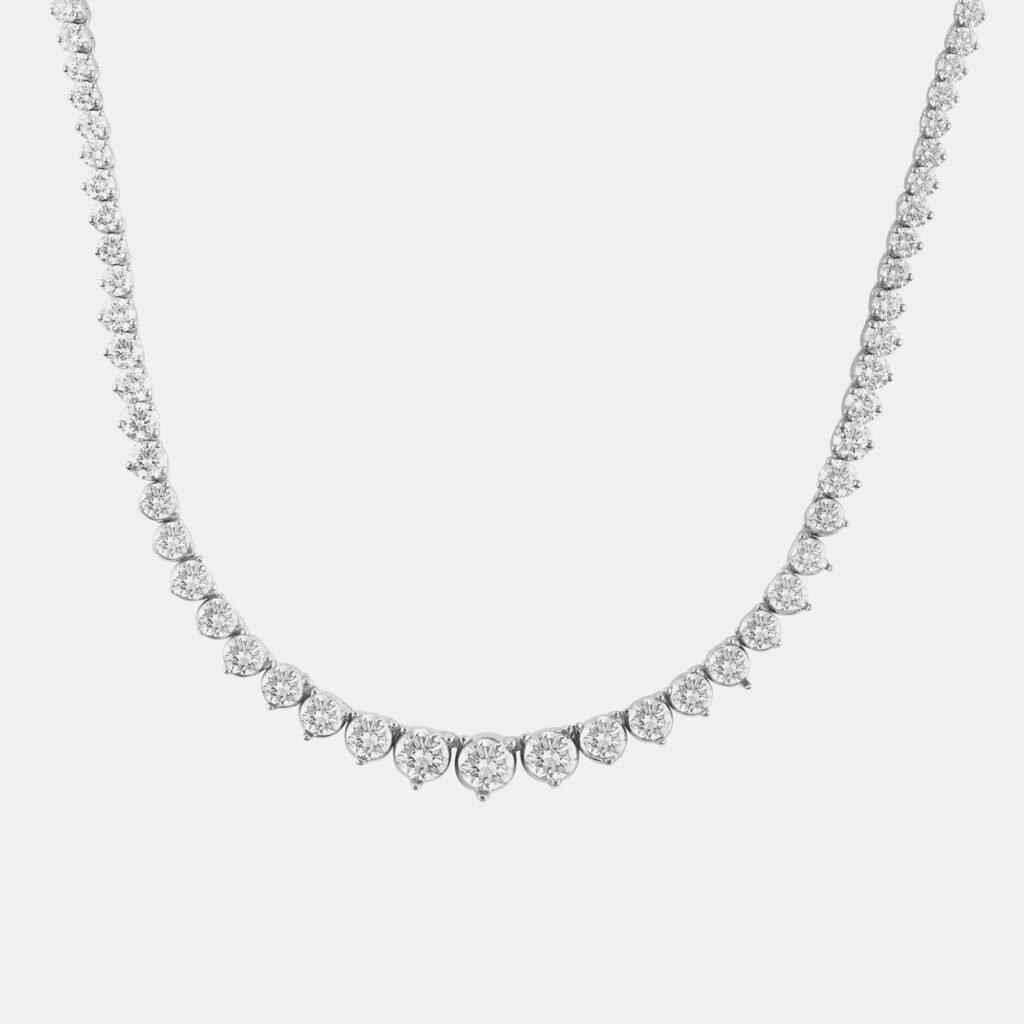 6.05ct 14k White Gold Lab Grown Diamond Riviera Necklace 6.05ct 14k White Gold Lab Grown Diamond Riviera Necklace