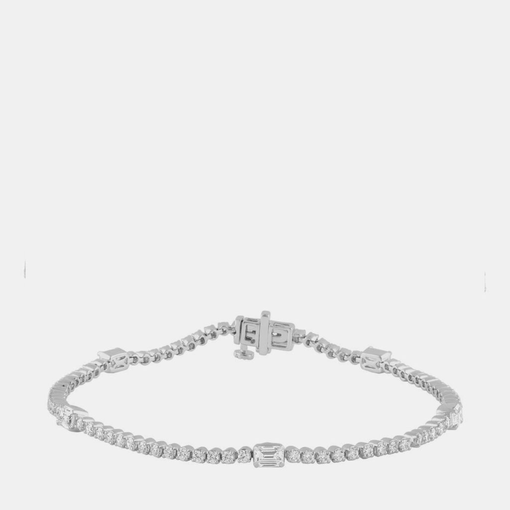 2.7ct 14k White Gold Lab Grown Diamond Station Bracelet