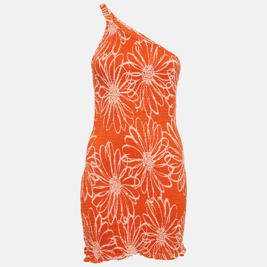 Faithfull The Brand Orange Floral Print Cotton Terre Mer Mini Dress M Faithfull The Brand Orange Floral Print Cotton Terre Mer Mini Dress M