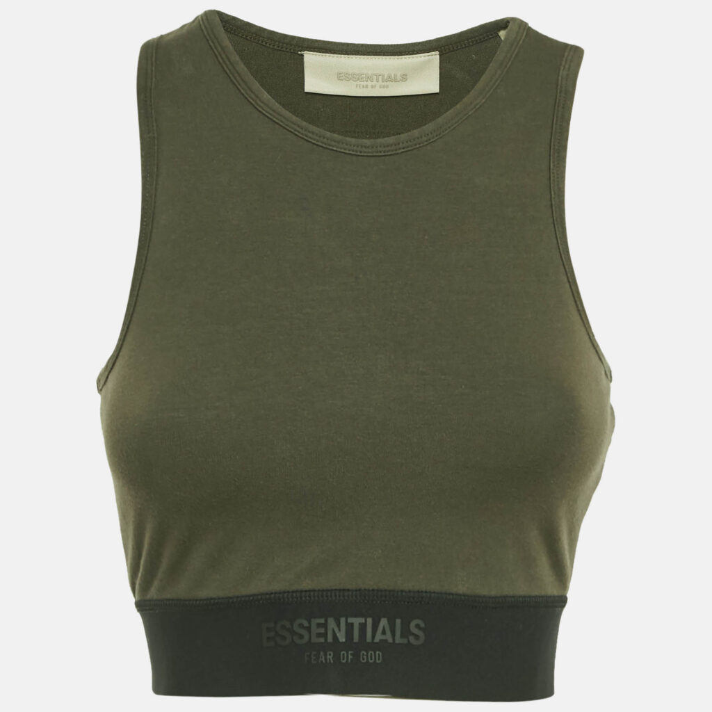 Fear of God Essentials Military Green Cotton Knit Sport Tank Top S