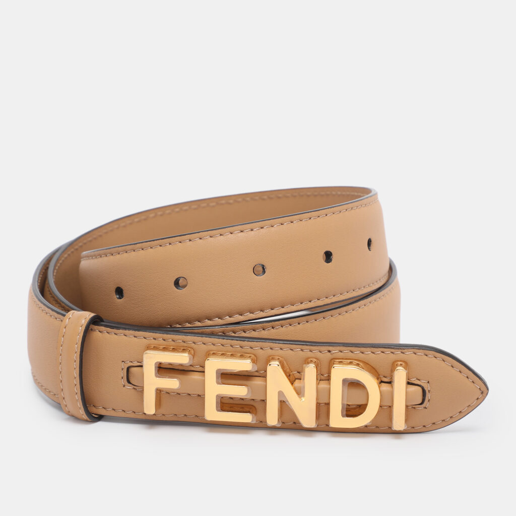 Fendi Beige Leather Fendigraphy Waist Belt 85CM Fendi Beige Leather Fendigraphy Waist Belt 85CM