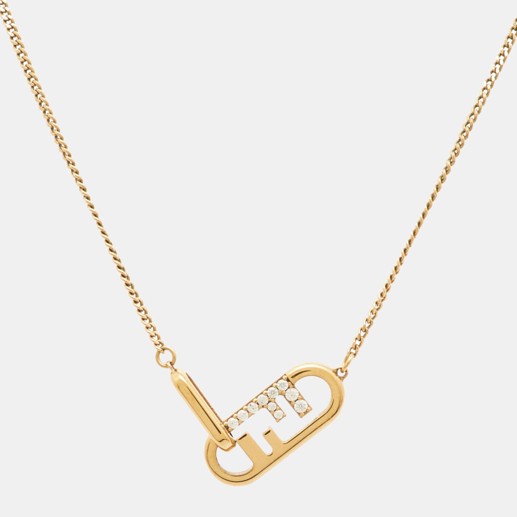 Fendi O'Lock Crystals Gold Tone Necklace Fendi O'Lock Crystals Gold Tone Necklace