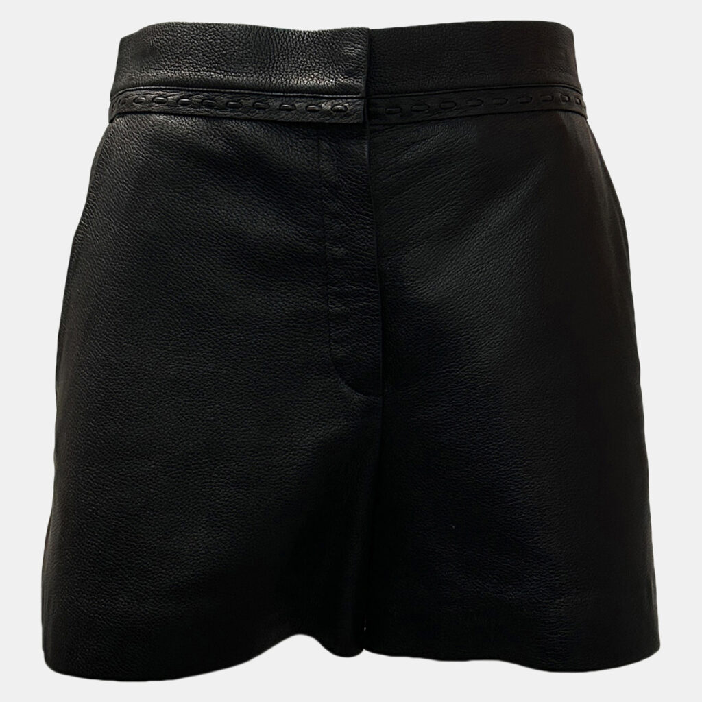Fendi Black Leather Selleria Stitching Shorts Fendi Black Leather Selleria Stitching Shorts