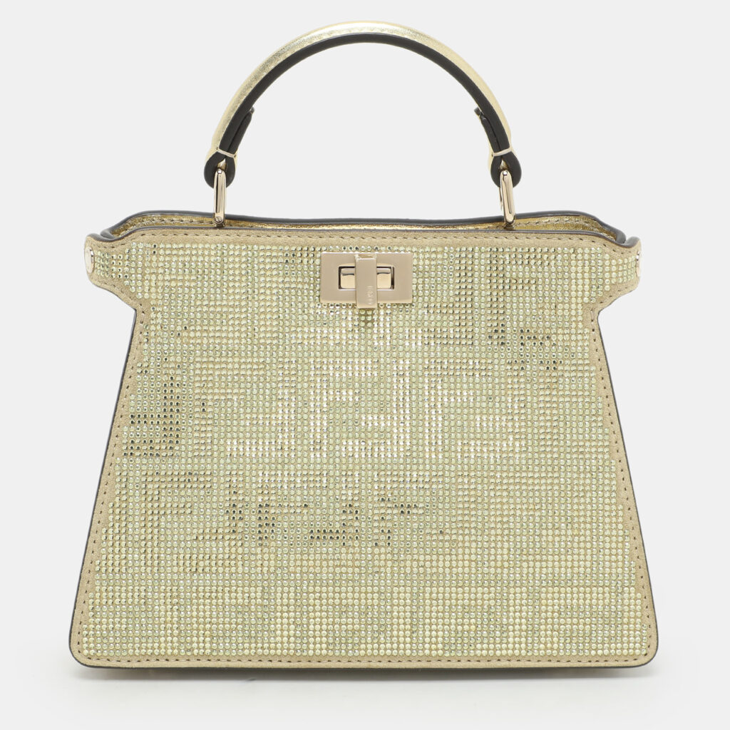 Fendi Green Suede Embellished Peekaboo ISeeU Petite Bag Fendi Green Suede Embellished Peekaboo ISeeU Petite Bag