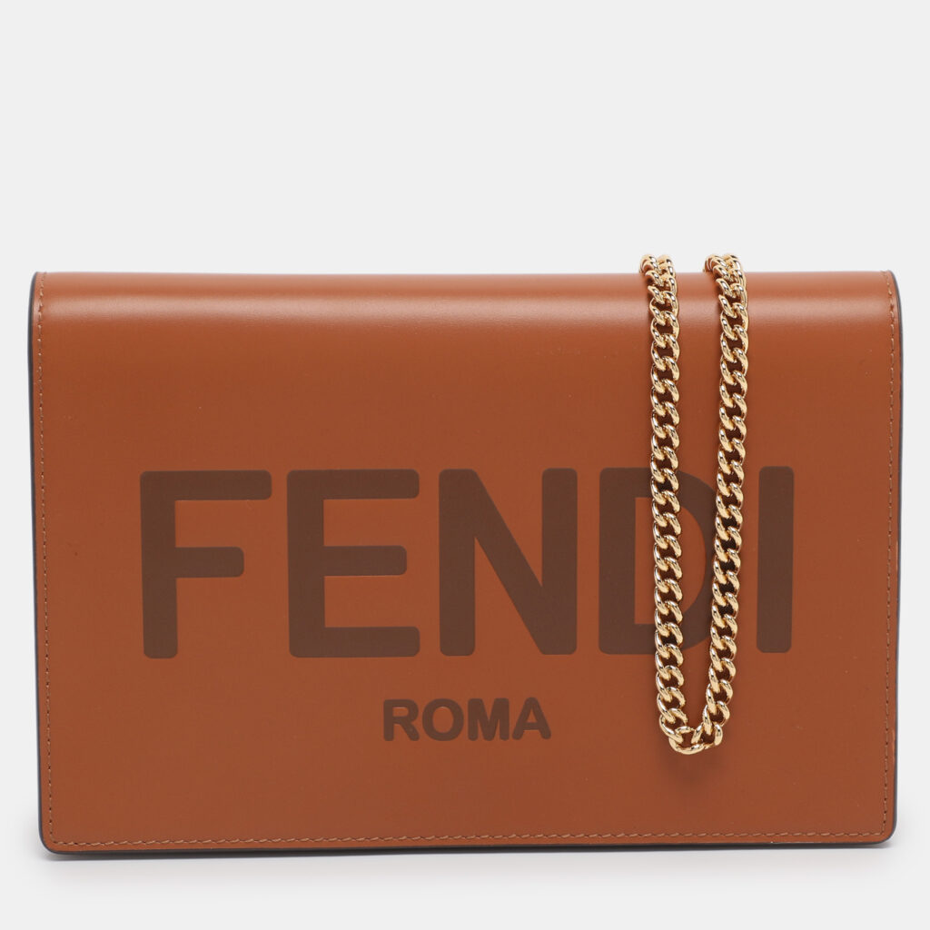 luxury-women-fendi-new-handbags-p1242613-002.jpg Fendi Brown Leather Medium Wallet On Chain