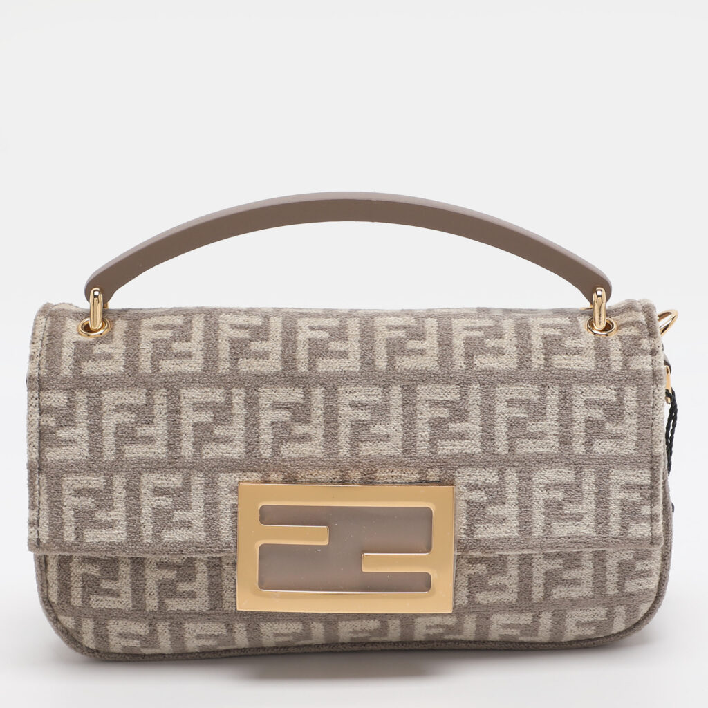 Fendi Beige Zucchino Velvet Phone Baguette Bag Fendi Beige Zucchino Velvet Phone Baguette Bag