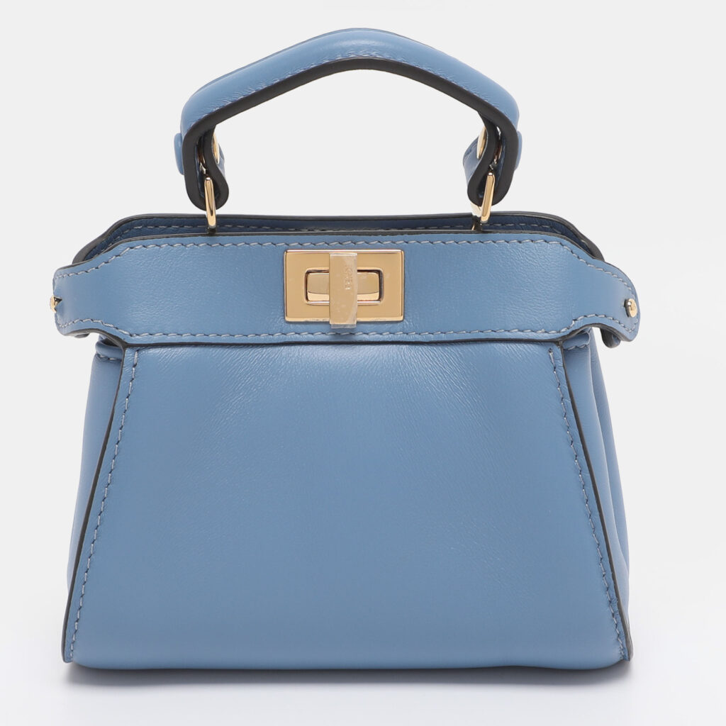 Fendi Blue Leather Nano Peekaboo Crossbody Bag Fendi Blue Leather Nano Peekaboo Crossbody Bag