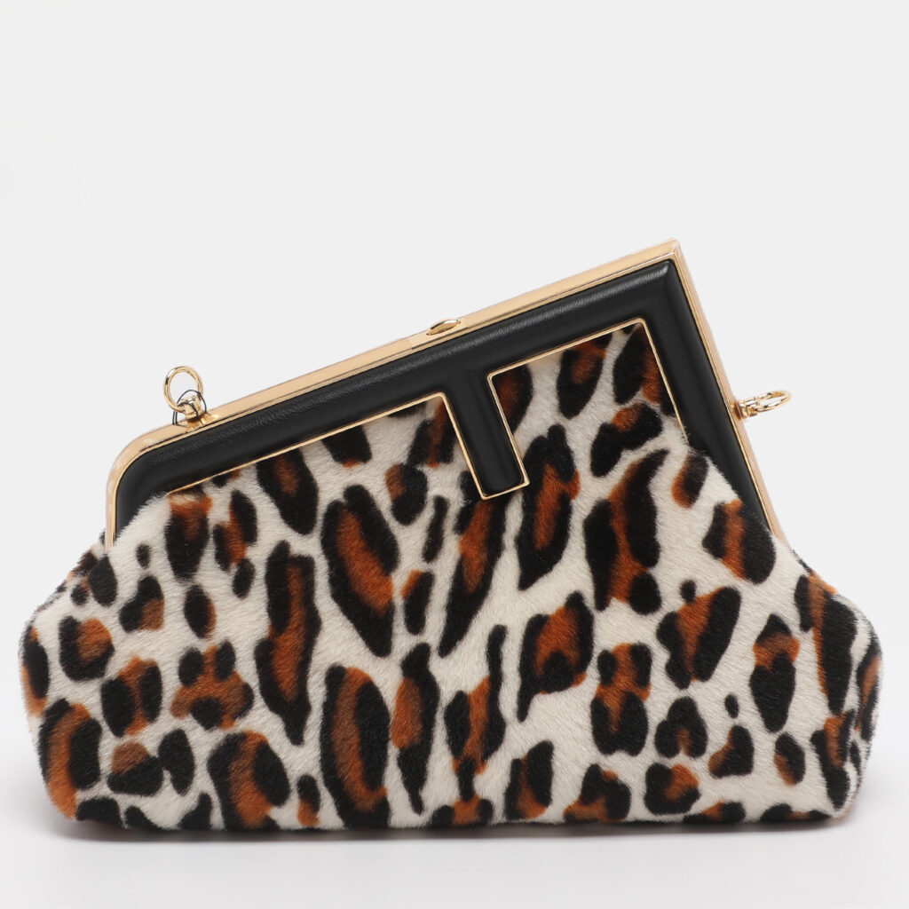 Fendi Multicolor Leopard Print Calfhair Small First Shoulder Bag Fendi Multicolor Leopard Print Calfhair Small First Shoulder Bag