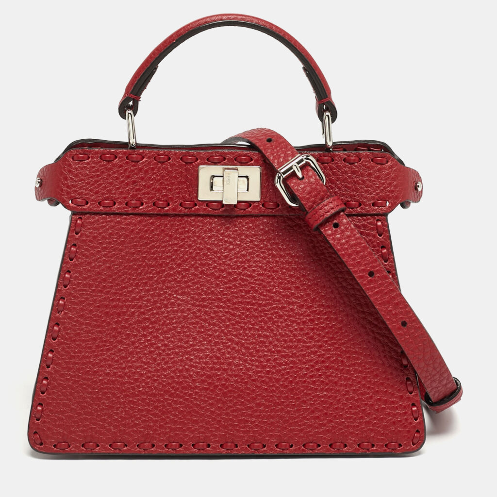 Fendi Peekaboo ISeeU Petite Red Selleria Leather Top Handle Bag