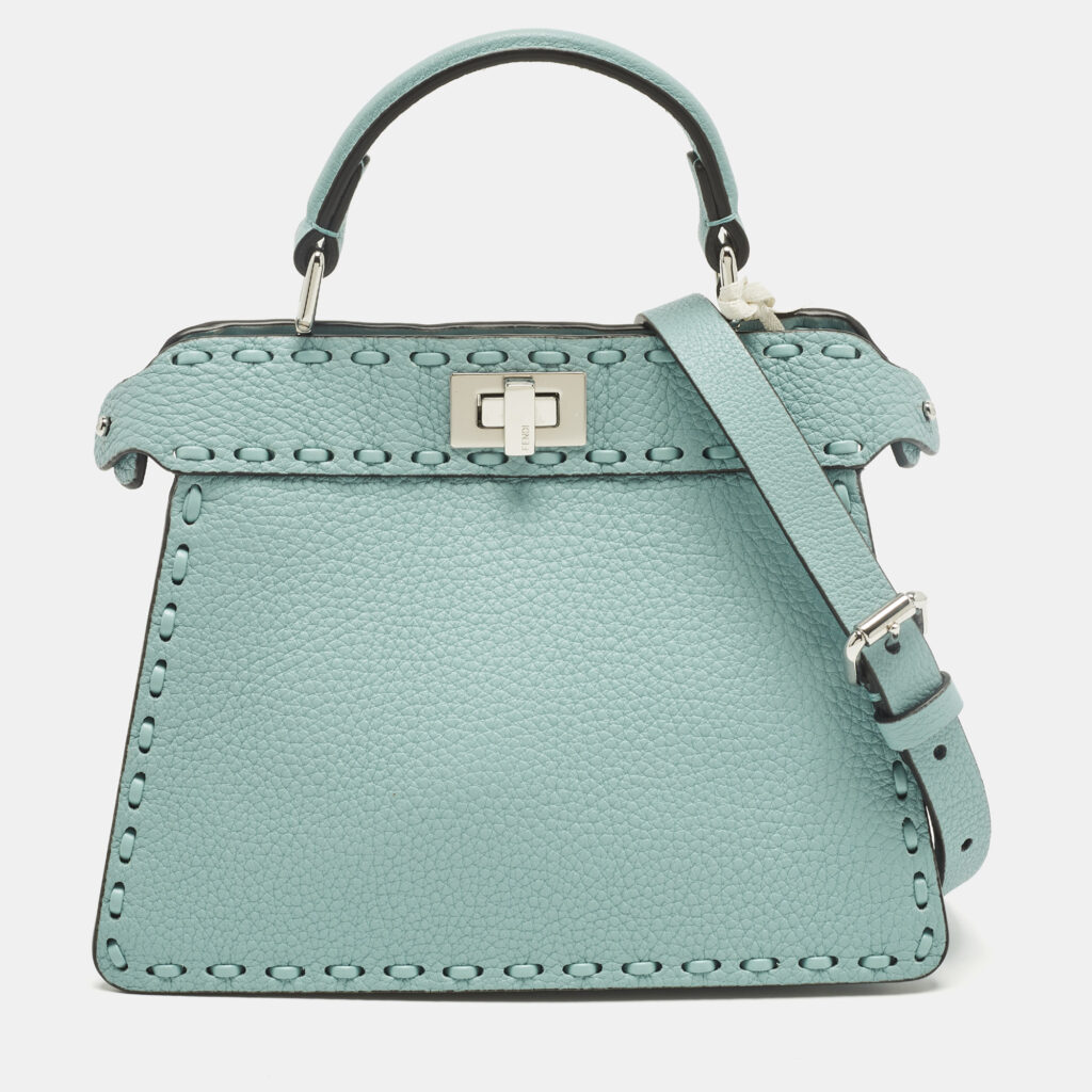 Fendi Peekaboo Iseeu Petite Light Blue Selleria Leather Top Handle Bag Fendi Peekaboo Iseeu Petite Light Blue Selleria Leather Top Handle Bag