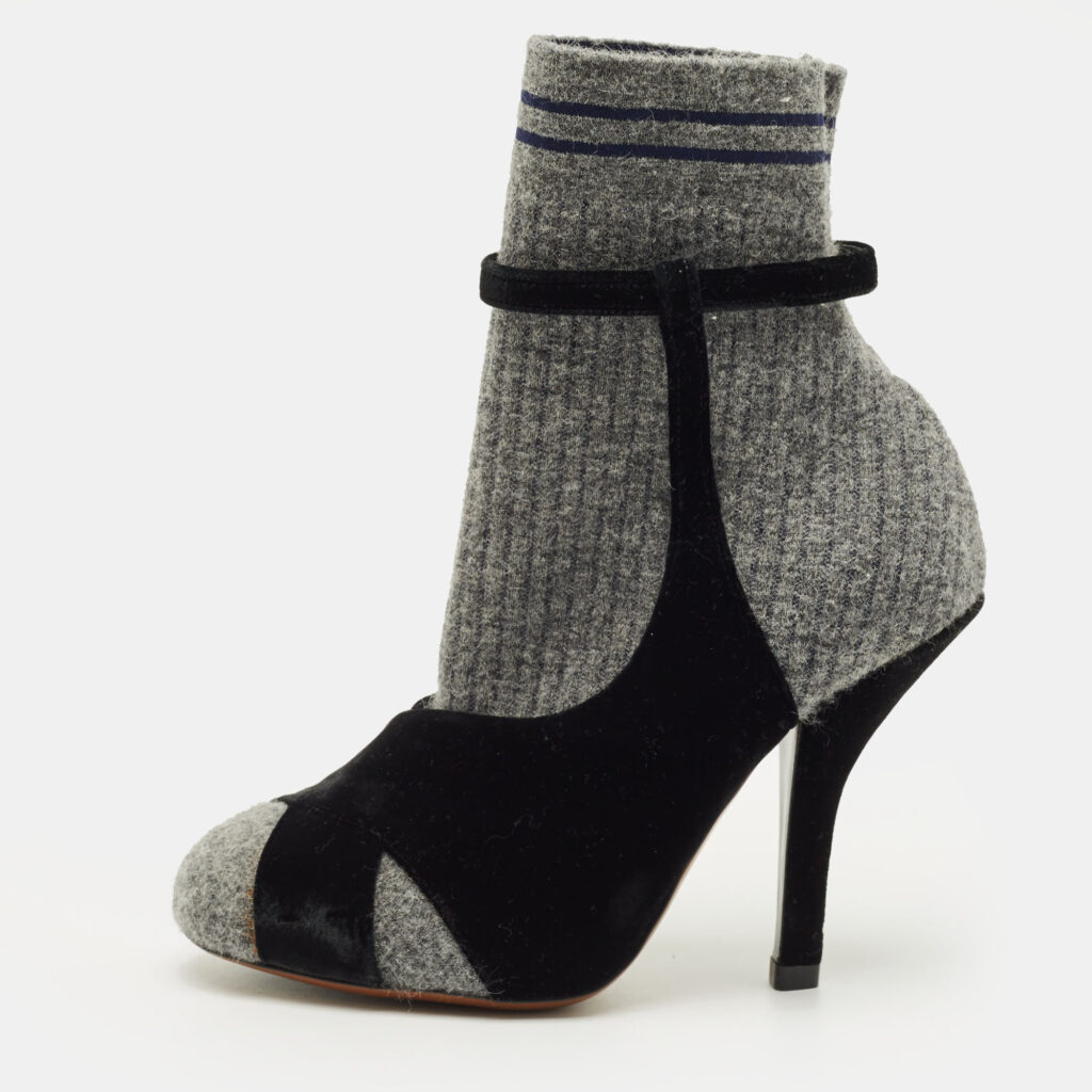 luxury-women-fendi-new-shoes-p1250056-007-1.jpg Fendi Size 36 Grey/Black Tweed and Velvet Sucks Boots