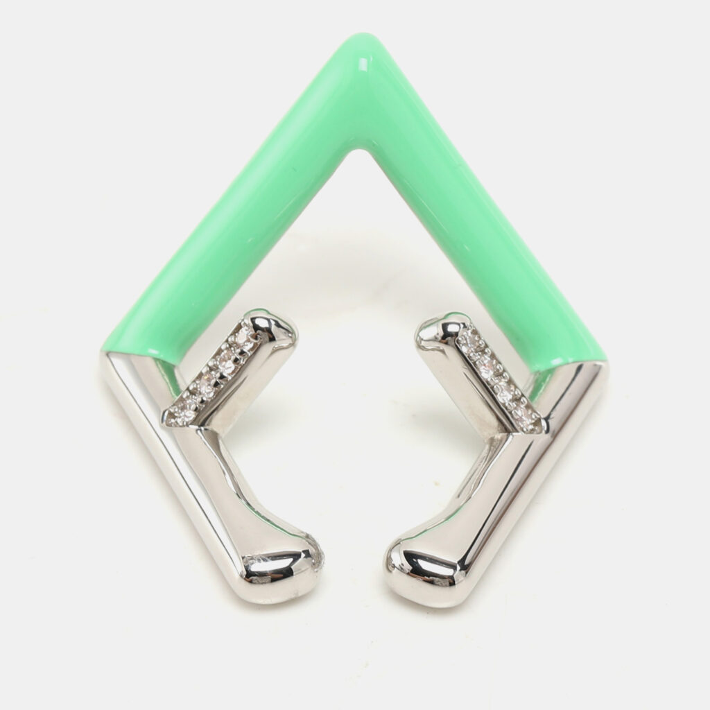 Fendi Green/Silver Palladium/Brass Fendi First Ear Cuff Earrings Fendi Green/Silver Palladium/Brass Fendi First Ear Cuff Earrings
