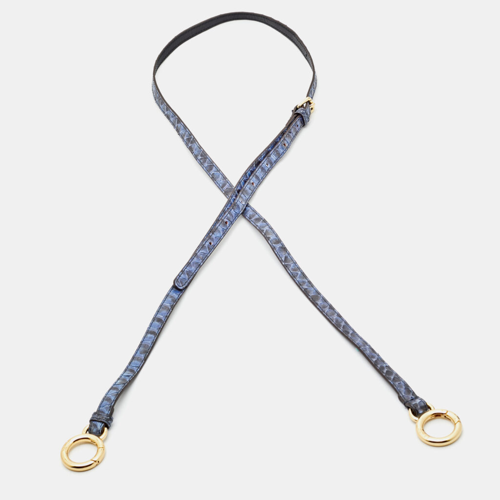 Fendi Blue/Black Python and Leather Adjustable Shoulder Bag Strap Fendi Blue/Black Python and Leather Adjustable Shoulder Bag Strap