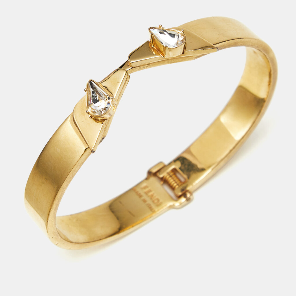 Fendi Monster Eyes Crystal Gold Tone Bracelet M Fendi Monster Eyes Crystal Gold Tone Bracelet M
