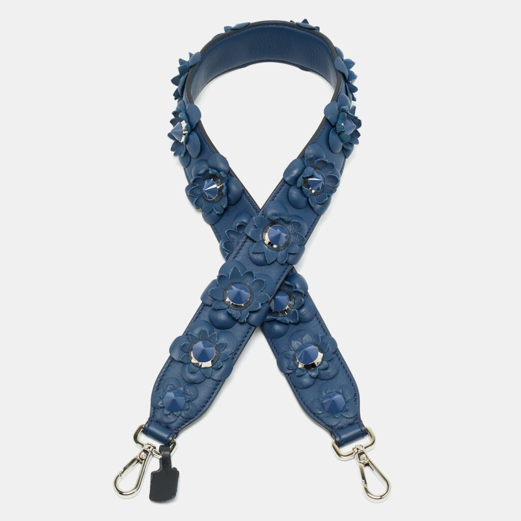 Fendi Blue Flowerland Leather Strap You Shoulder Strap Fendi Blue Flowerland Leather Strap You Shoulder Strap
