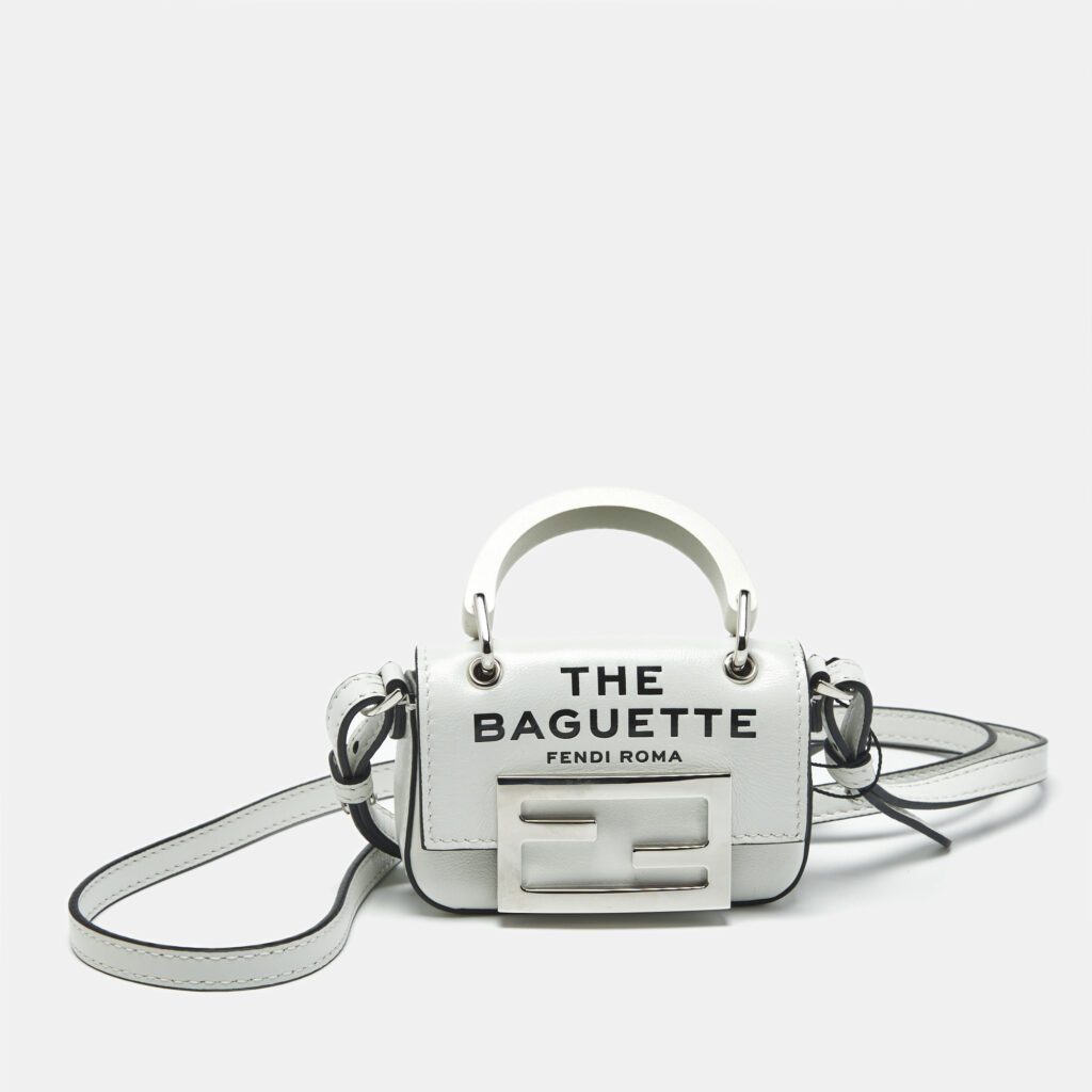 luxury-women-fendi-used-accessories-p1182876-001-1.jpg Fendi White Leather Nano Baguette Crossbody Bag Charm