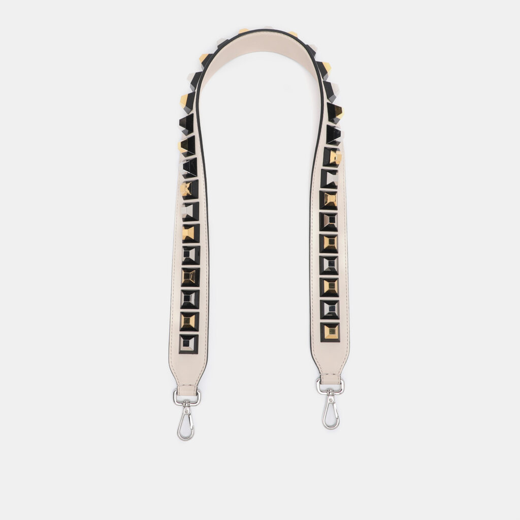 Fendi Cream Leather Studded Strap You Shoulder Bag Strap Fendi Cream Leather Studded Strap You Shoulder Bag Strap