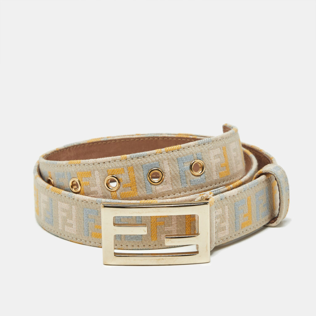 Fendi Multicolor Zucchino Canvas FF Buckle Belt 85 CM Fendi Multicolor Zucchino Canvas FF Buckle Belt 85 CM