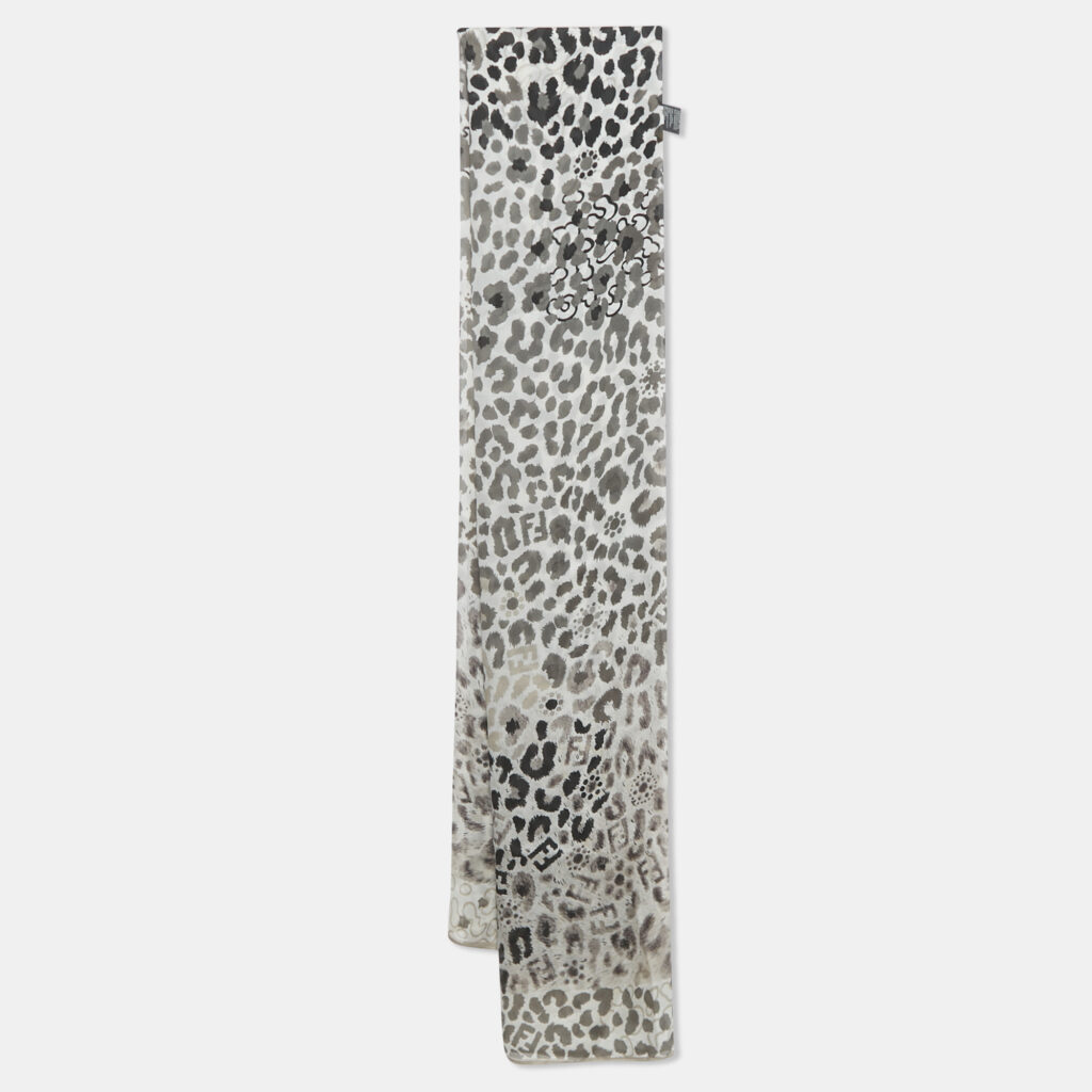 Fendi Monochrome Printed Silk Scarf Fendi Monochrome Printed Silk Scarf
