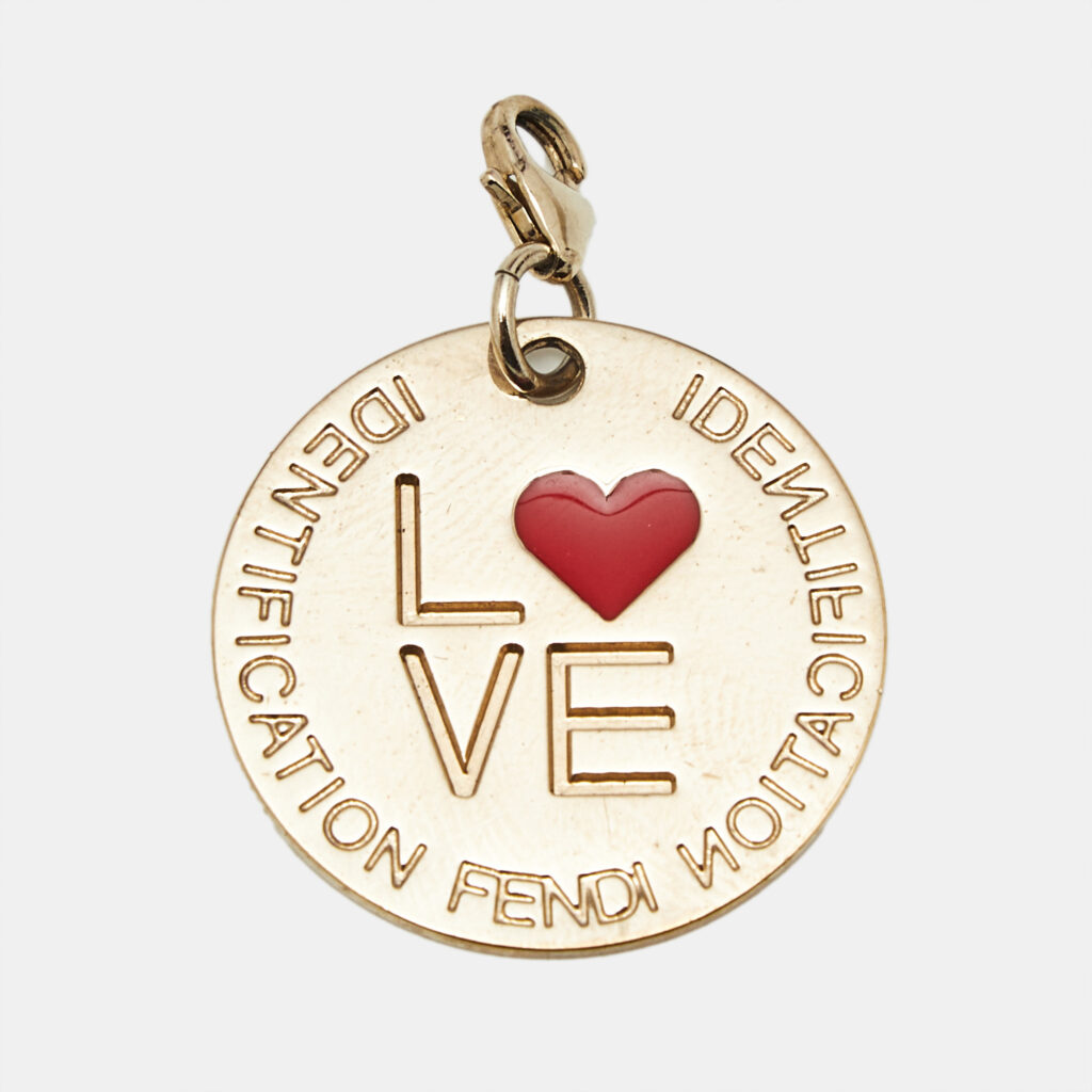 Fendi Identification Love Enamel Gold Tone Charm Fendi Identification Love Enamel Gold Tone Charm