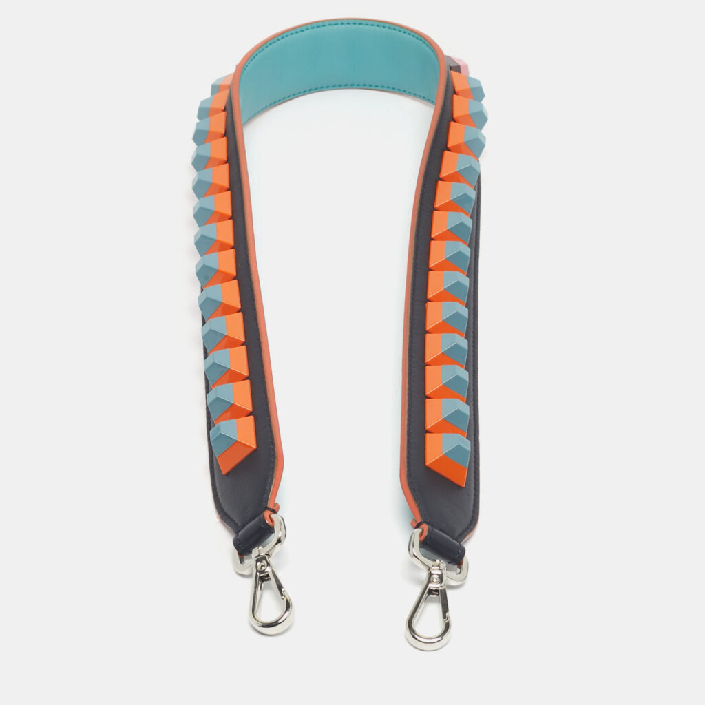 Fendi Black/Orange Leather Studded Strap You Shoulder Bag Strap Fendi Black/Orange Leather Studded Strap You Shoulder Bag Strap