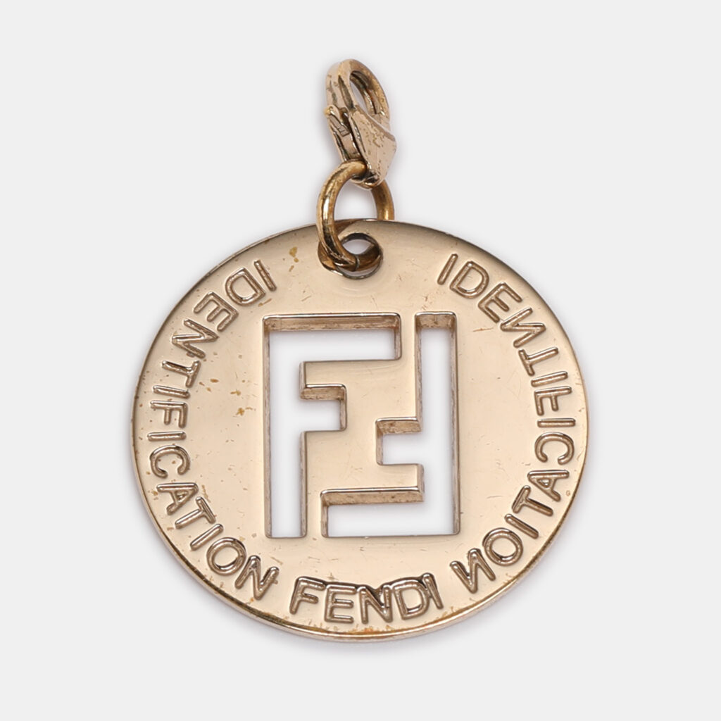 Fendi Gold Tone Hardware FF Identification Pendant Fendi Gold Tone Hardware FF Identification Pendant