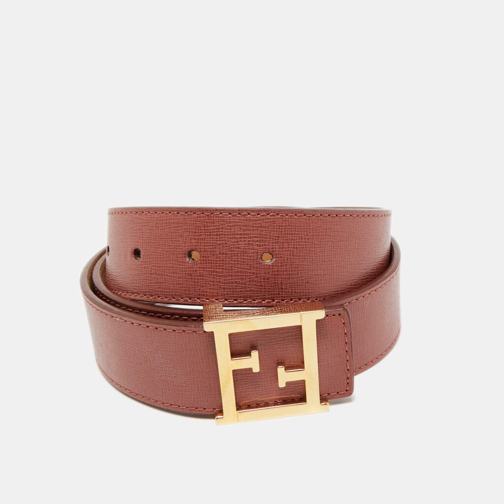Fendi Old Rose Leather FF Waist Belt 85CM Fendi Old Rose Leather FF Waist Belt 85CM
