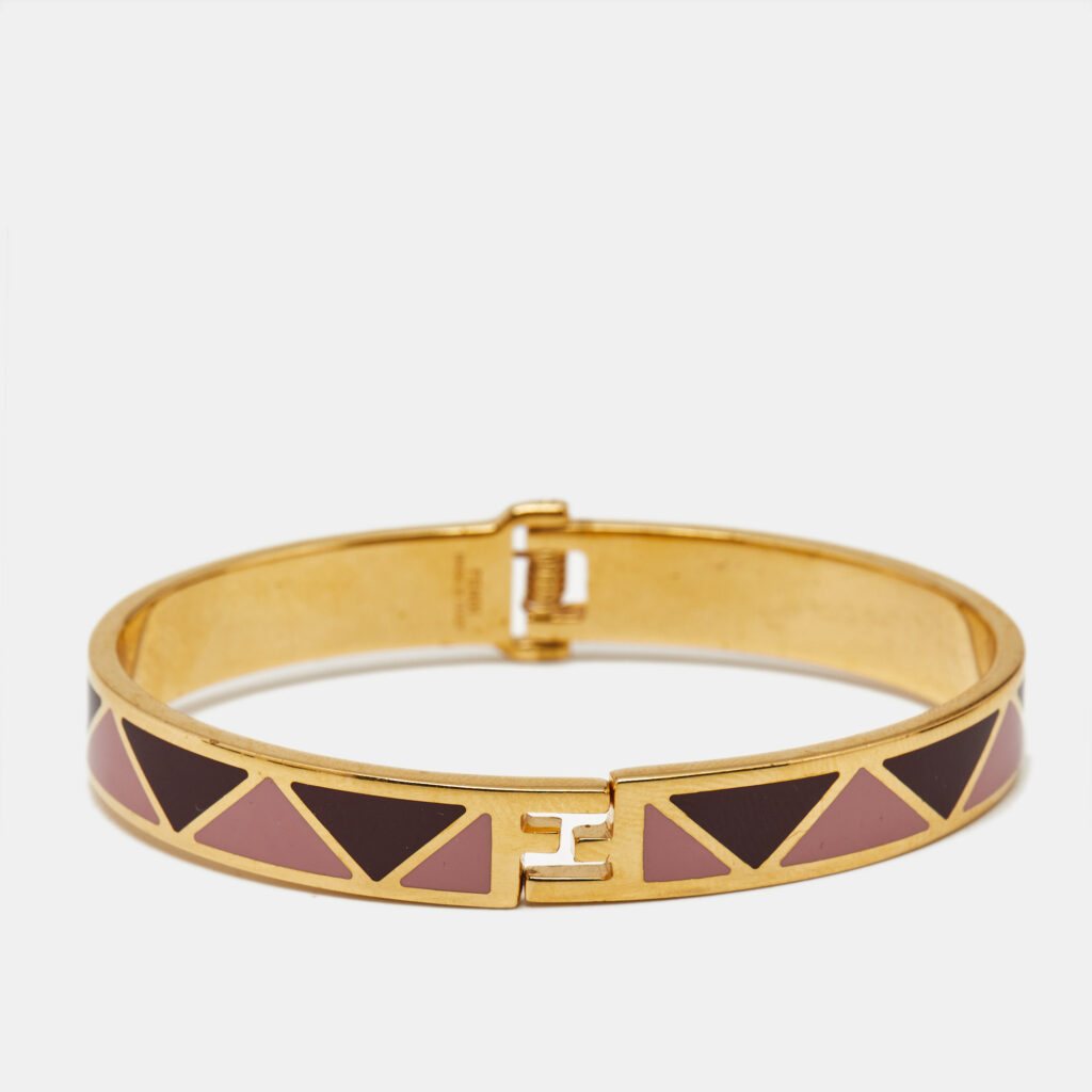 Fendi FF Enamel Gold Tone Bracelet M Fendi FF Enamel Gold Tone Bracelet M