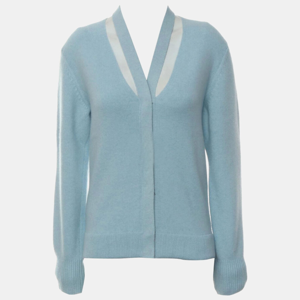 Fendi Blue Wool, Cashmere Knitted Cardigan IT Women 36 Fendi Blue Wool, Cashmere Knitted Cardigan IT Women 36