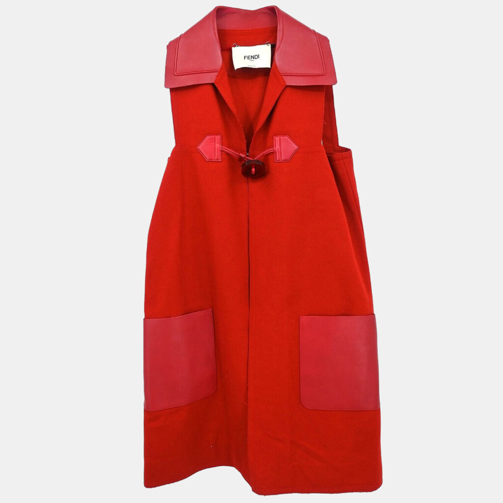 Fendi Red Wool Sleeveless Jacket IT 42 Fendi Red Wool Sleeveless Jacket IT 42