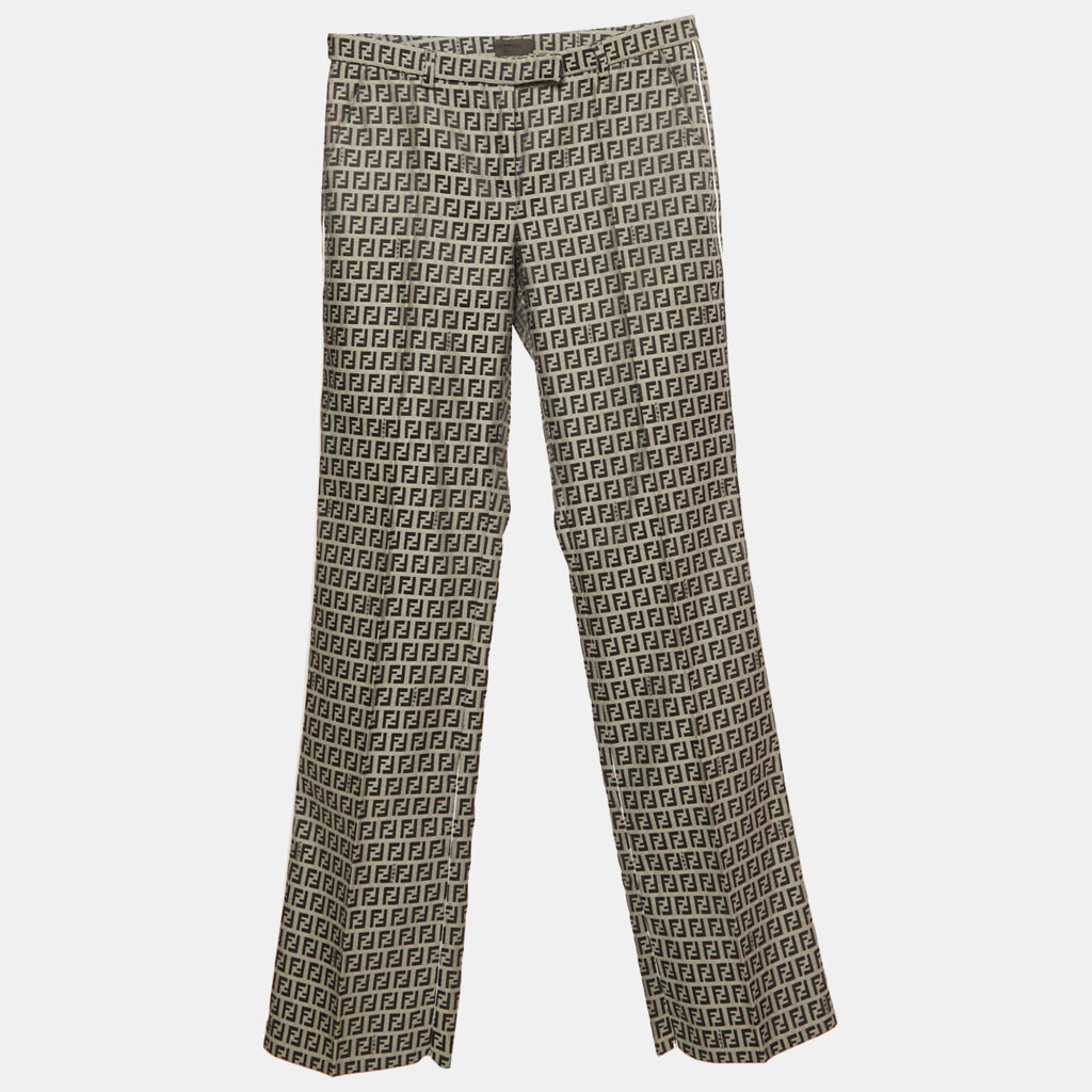 Fendi Blue FF Jacquard Trousers S Fendi Blue FF Jacquard Trousers S