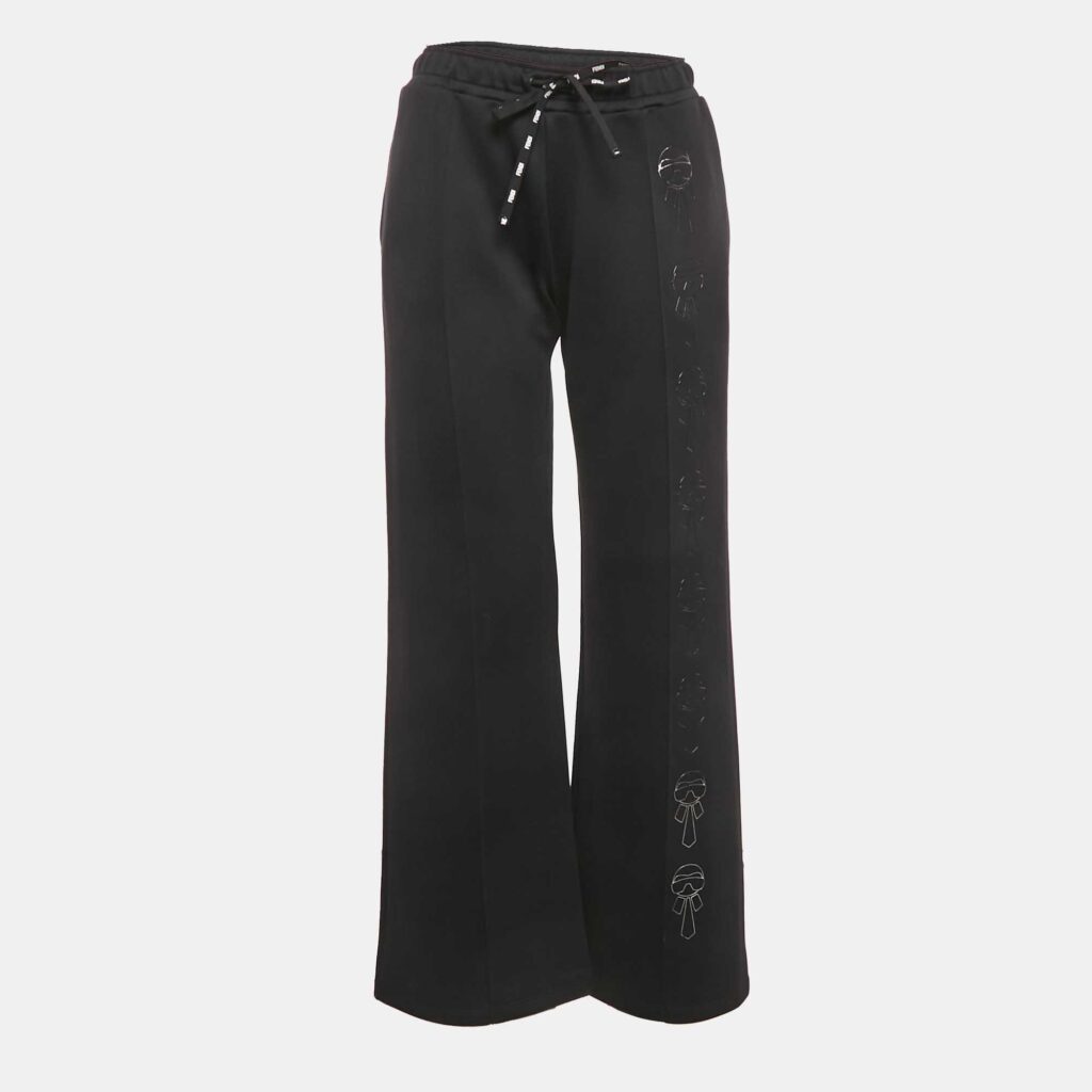 Fendi Black Karl Lagerfeld Print Jersey Sweatpants S Fendi Black Karl Lagerfeld Print Jersey Sweatpants S