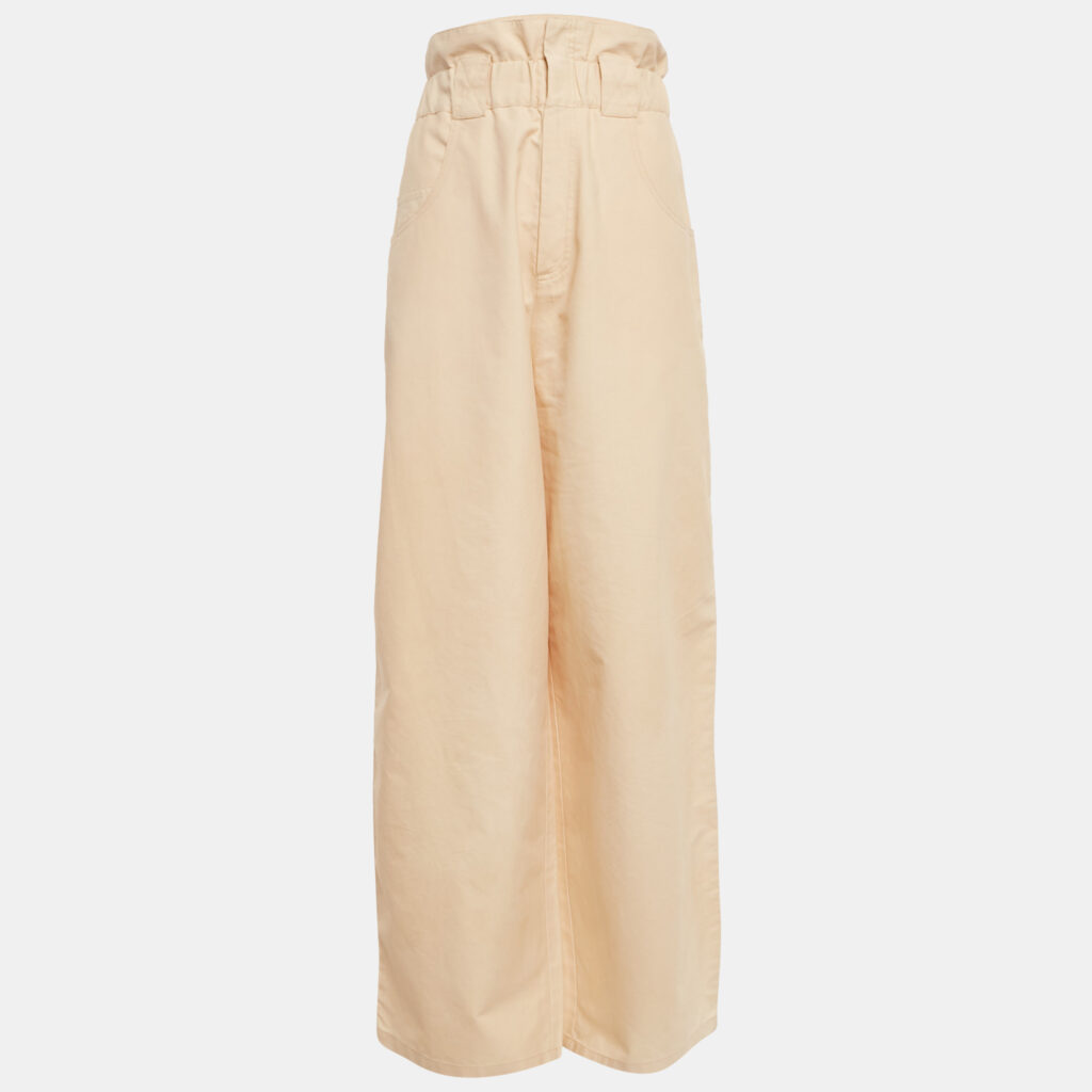 Fendi Beige Cotton Wide Leg Trousers M