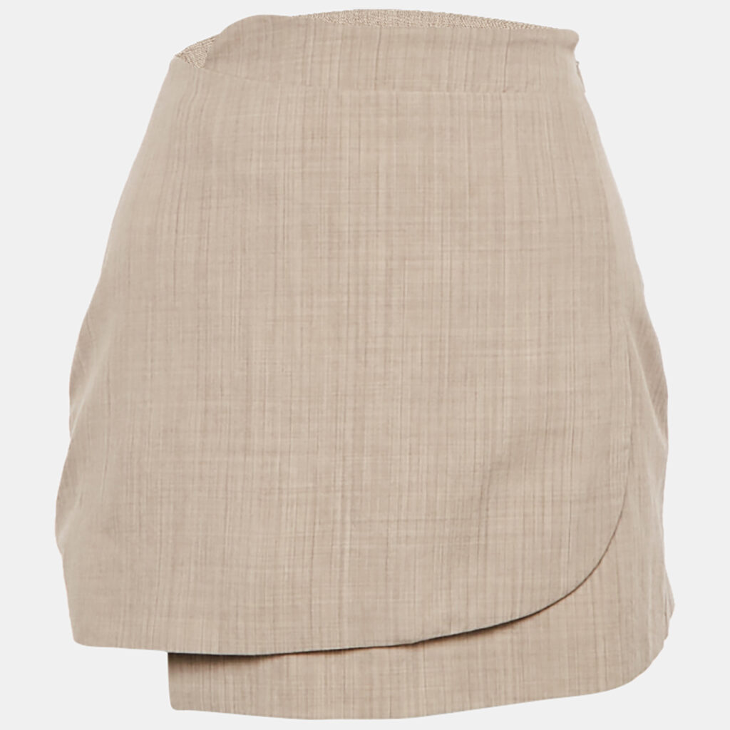 Fendi Beige Wool Wrap Style Mini Skirt XS
