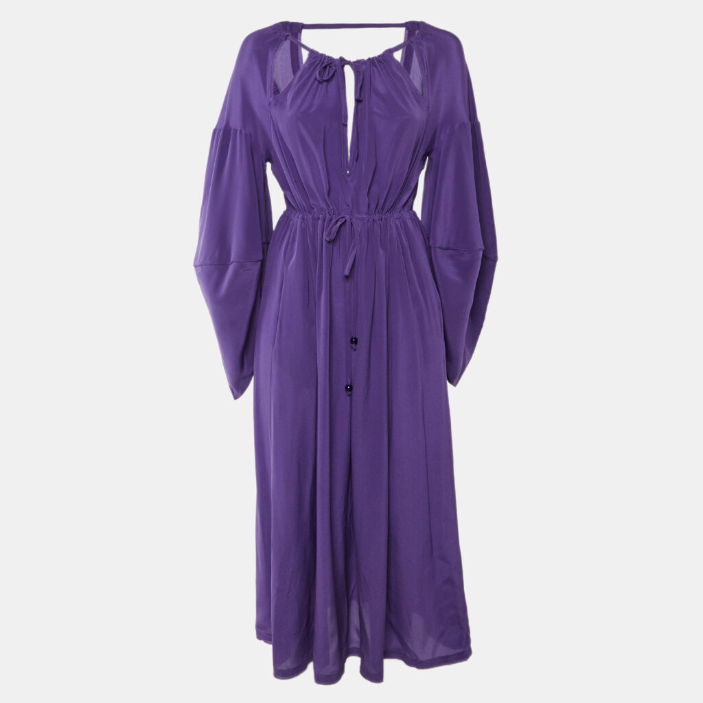 Fendi Purple Silk Cold Shoulder Midi Dress M