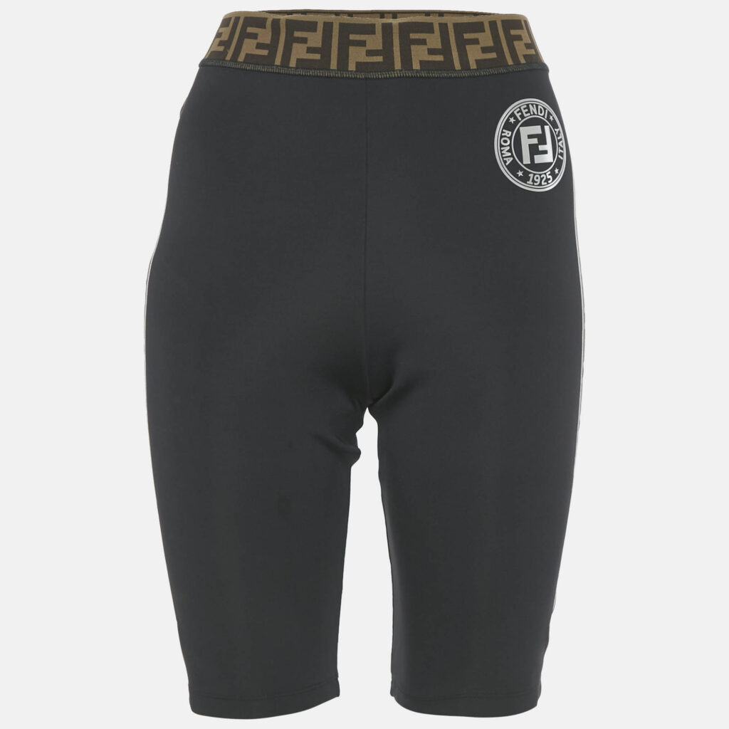 Fendi Black Synthetic Logo Band Cycling Shorts M Fendi Black Synthetic Logo Band Cycling Shorts M