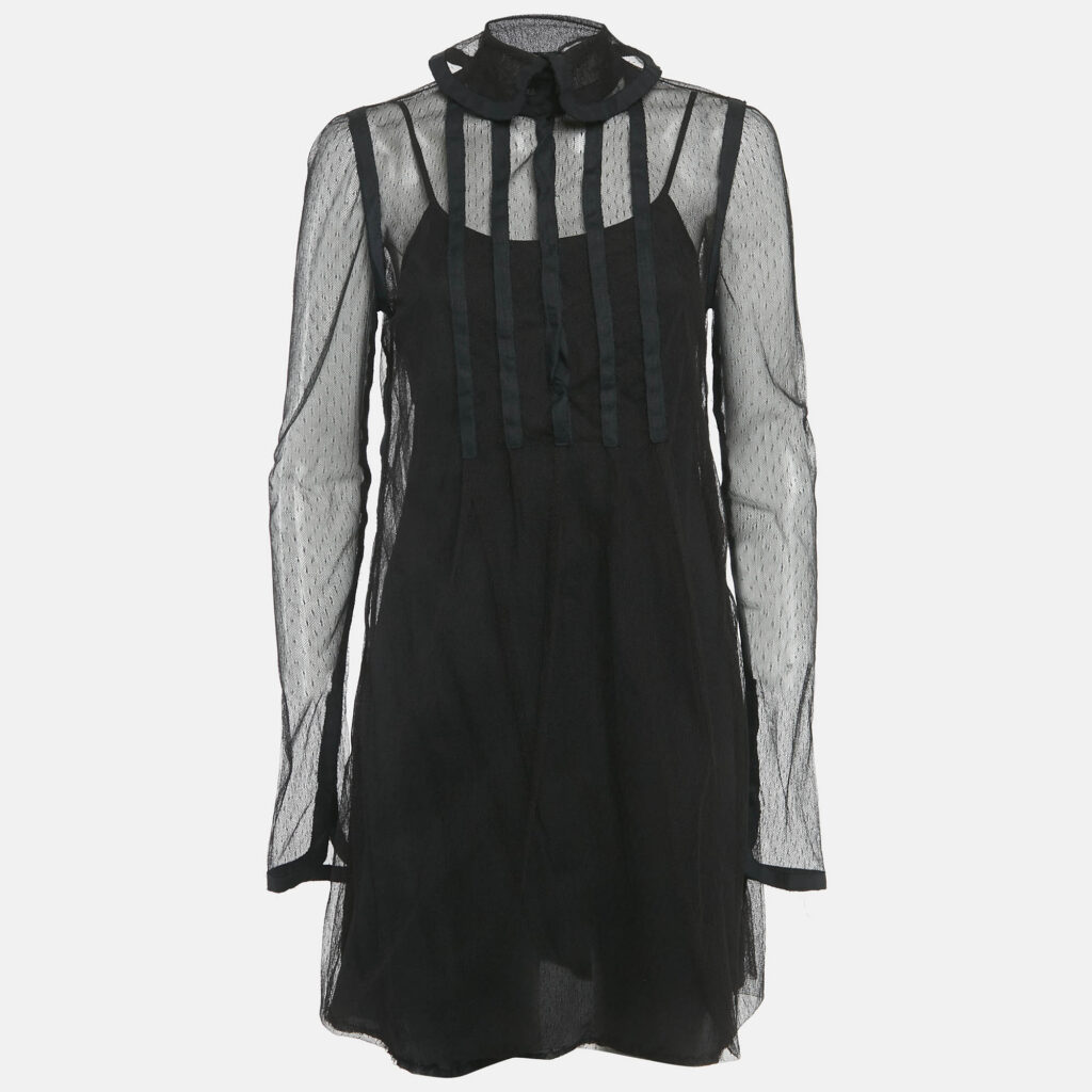 luxury-women-fendi-used-clothes-p1215956-001.jpg Fendi Black Mesh Mini Dress M