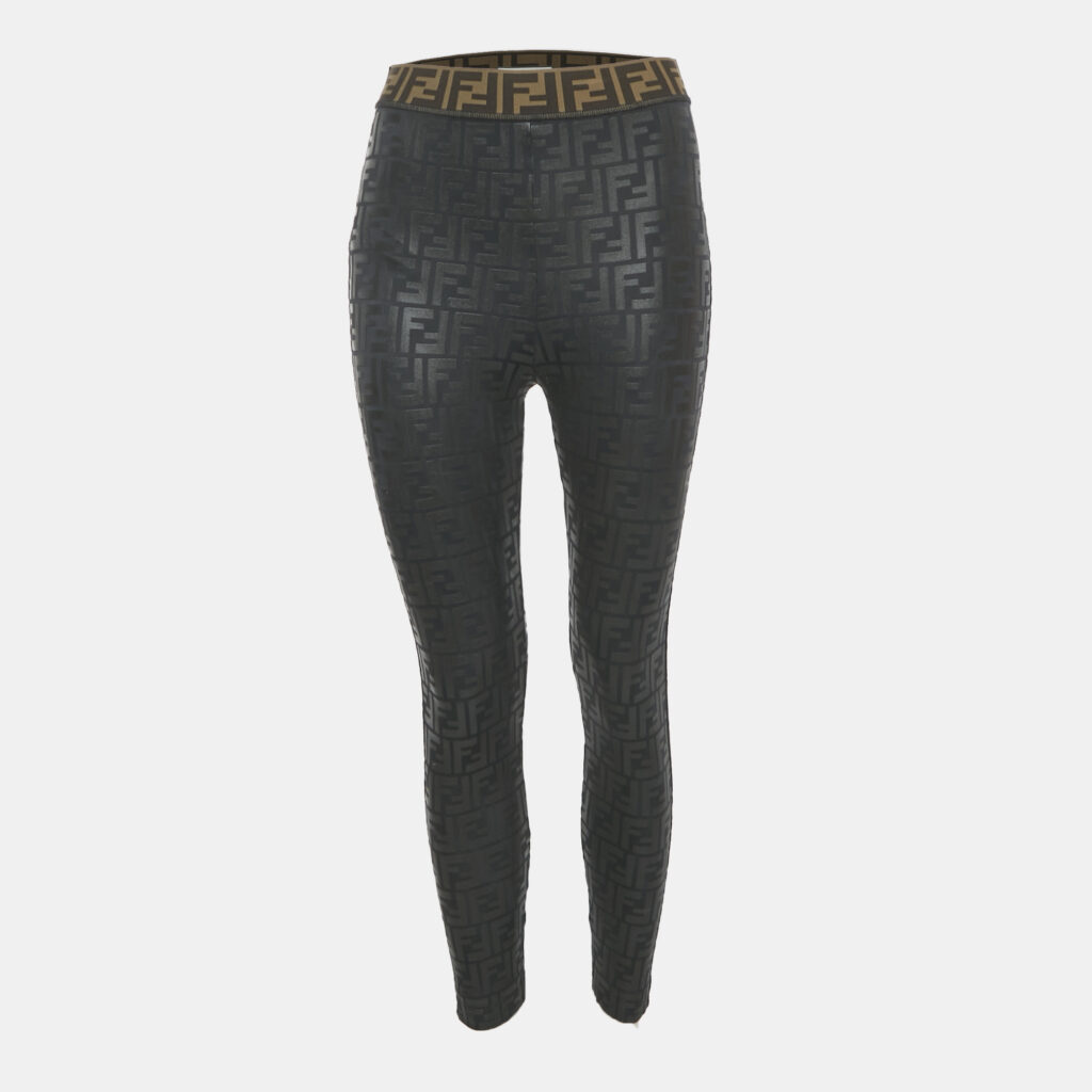 Fendi Black Monogram Jersey Leggings S Fendi Black Monogram Jersey Leggings S